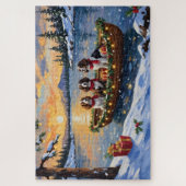 Bretonischer Spaniel Weihnachtsboot Urlaub Puzzle (Vertikal)