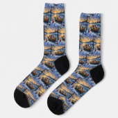 Bretonischer Spaniel Weihnachtsboot Urlaub Socken (Linkes Detail)