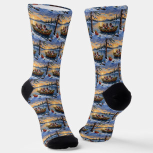 Bretonischer Spaniel Weihnachtsboot Urlaub Socken