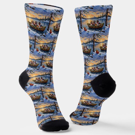Bretonischer Spaniel Weihnachtsboot Urlaub Socken (Gewinkelt)