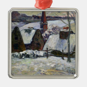 Bretonisches Dorf unter Schnee, 1894 Silbernes Ornament