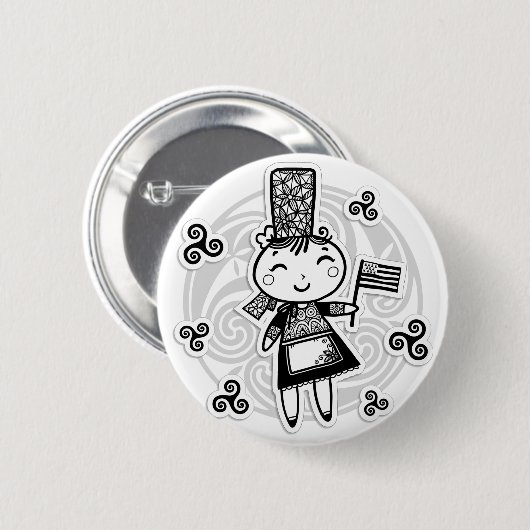 Bretonisches Mädchen Button (Vorne & Hinten)