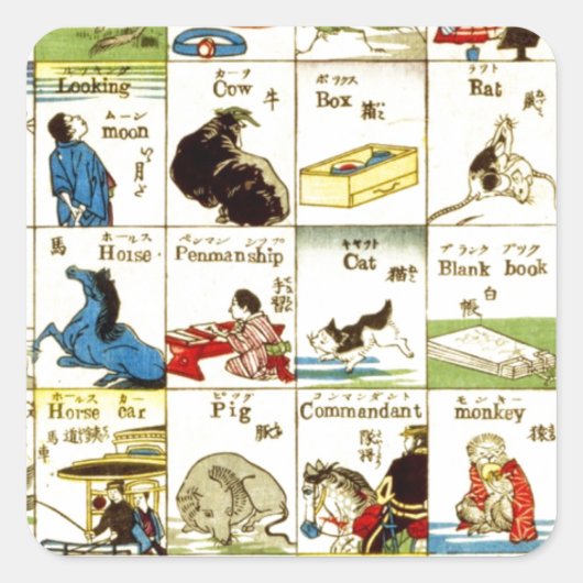 Brett des chinesischen Alphabets Quadratischer Aufkleber (Vorderseite)