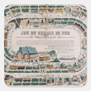 Brett für ein Bahnspiel, 1850 Quadratischer Aufkleber