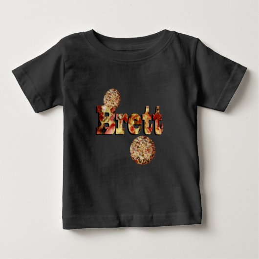 Brett, Name, Logo aus einer Pizza, Baby T-shirt (Vorderseite)