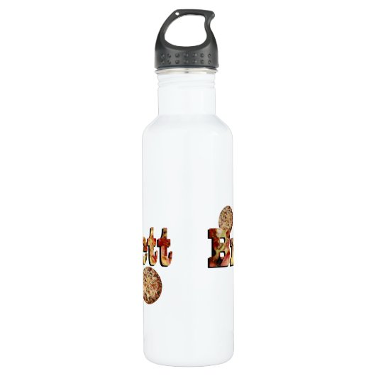 Brett, Name, Logo aus einer Pizza, Edelstahlflasche (Vorderseite)