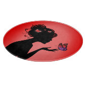 Brett zum Schneiden der roten Schmetterlingsfrau (Ecke)