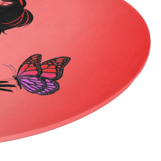 Brett zum Schneiden der roten Schmetterlingsfrau (Ecke)