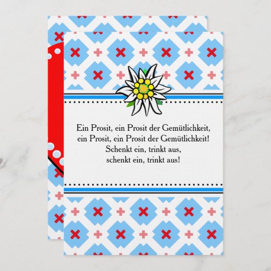 Brettchen Oktoberfest Einladung blau rot (Vorne/Hinten)