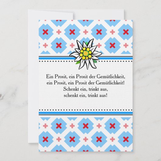 Brettchen Oktoberfest Einladung blau rot (Vorderseite)