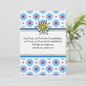 Brettchen Oktoberfest Einladung blau rot (Stehend Vorderseite)