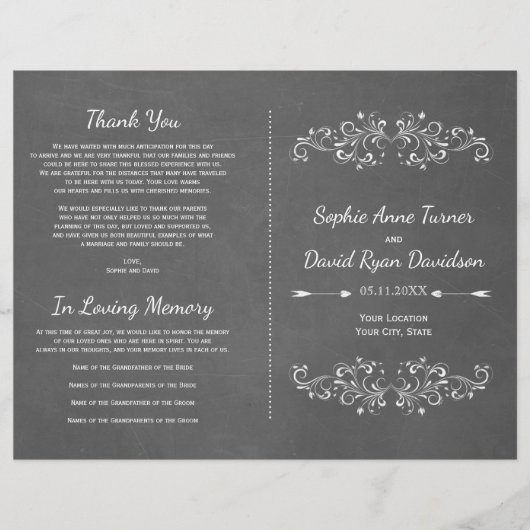 Bretter Geblüht und wirbeln | Hochzeitsprogramm (Vorderseite)