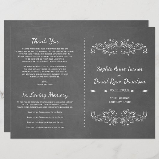 Bretter Geblüht und wirbeln | Hochzeitsprogramm (Vorne/Hinten)