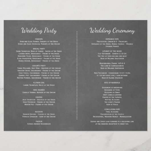 Bretter Geblüht und wirbeln | Hochzeitsprogramm (Rückseite)