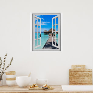 Bretterpier Meerblick Falsches Fenster Poster