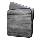 Brettholz, graue Kornstruktur Laptopschutzhülle (Vorderseite Links)