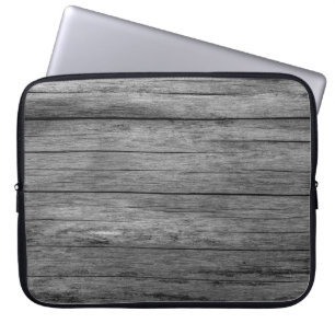 Brettholz, graue Kornstruktur Laptopschutzhülle