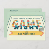 Brettspiel Nacht Einladung Postkarte (Vorne/Hinten)