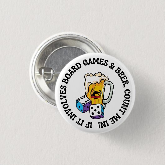 Brettspiele und Bier Button (Vorne & Hinten)
