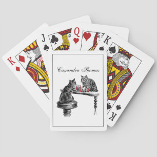 Brettspiele Zwei Katzen spielen Schachpartie Rot Spielkarten