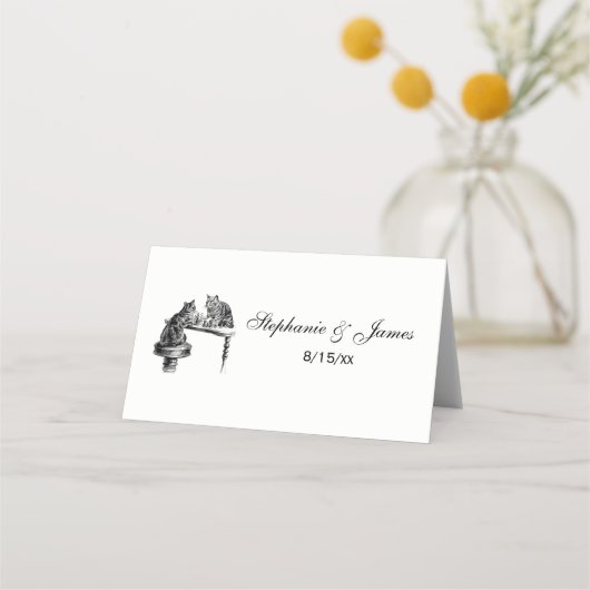 Brettspiele: Zwei Katzen spielen Schachspiel Platzkarte (Vorderseite)