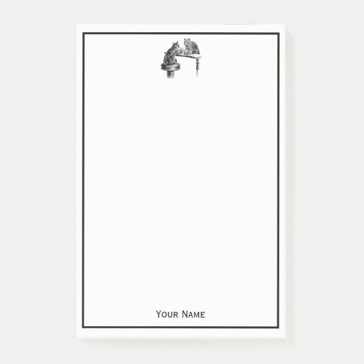 Brettspiele: Zwei Katzen spielen Schachspiel Post-it Klebezettel (Vorderseite)