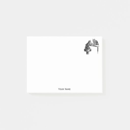 Brettspiele: Zwei Katzen spielen Schachspiel Post-it Klebezettel (Vorderseite)