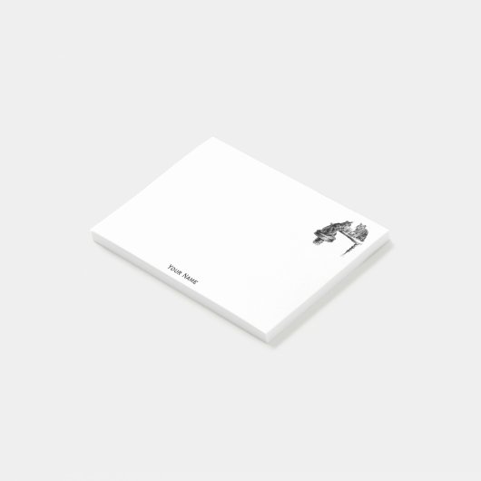 Brettspiele: Zwei Katzen spielen Schachspiel Post-it Klebezettel (angewinkelt)