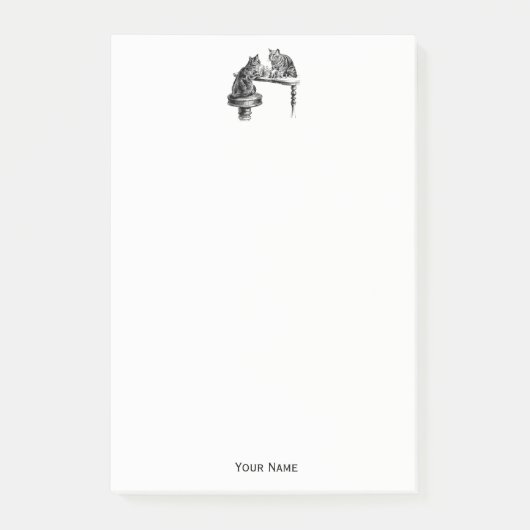 Brettspiele: Zwei Katzen spielen Schachspiel Post-it Klebezettel (Vorderseite)