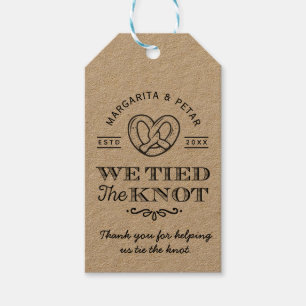 Bretzel, den wir dem Knoten danken, dass du rustik Geschenkanhänger