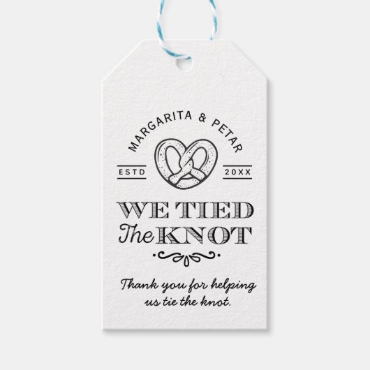 Bretzel, den wir dem Knoten danken, dass du rustik Geschenkanhänger (Vorderseite)