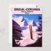 Breuil-Cervinia, Valle d’Aosta, italy, Skiposter Postkarte (Vorne/Hinten)