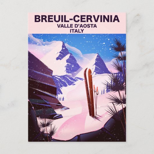 Breuil-Cervinia, Valle d’Aosta, italy, Skiposter Postkarte (Vorderseite)