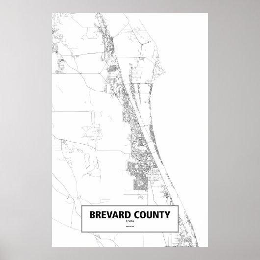 Brevard Landkreis, Florida (schwarz auf weiß) Poster (Vorne)