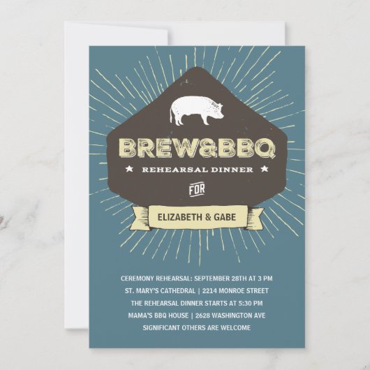Brew & BBQ | Rustikale Probe-Dinner-Einladung Einladung (Vorderseite)
