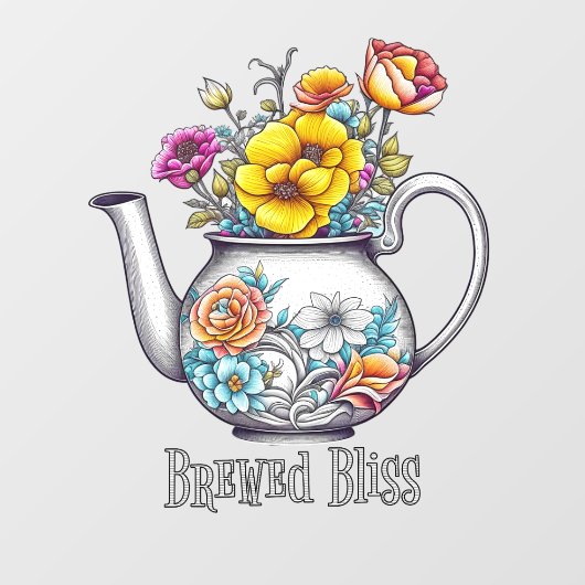 Brew Bliss Teapot Fensteraufkleber (Blatt)