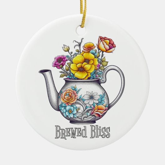 Brew Bliss Teapot Keramik Ornament (Vorne)