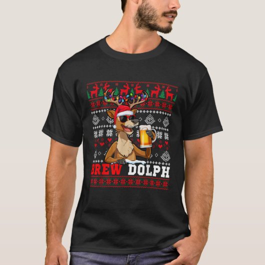 Brew Dolph Costume Drunker Reindeer Sunglasses Dri T-Shirt (Vorderseite)