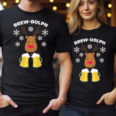 Brew-Dolph Funny Reindeer Beer Christmas Rudolph T-Shirt