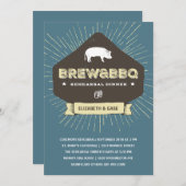 Brew & GRILLEN | Rustikales Probe Dinner Einladung (Vorne/Hinten)