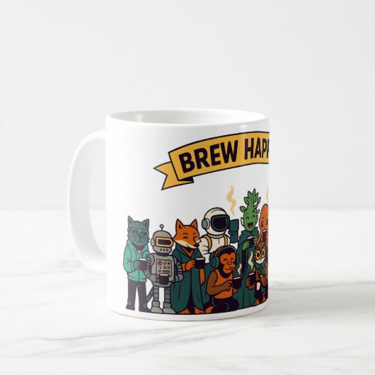 “Brew Happy! Coffee Crew Kaffeetasse (Vorderseite Links)