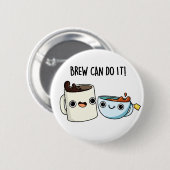 Brew kann es lustig Kaffee Pub Button (Vorne & Hinten)