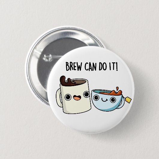 Brew kann es lustig Kaffee Pub Button (Vorne & Hinten)
