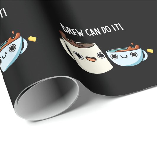 Brew kann es lustigen Kaffee Tee Pun Dark BG Geschenkpapier (Rolleneckpunkt)