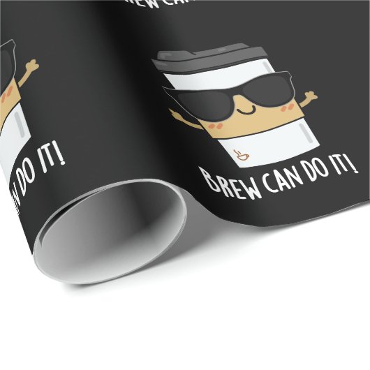 Brew kann es positive Kaffee Pun Dark BG Geschenkpapier (Rolleneckpunkt)