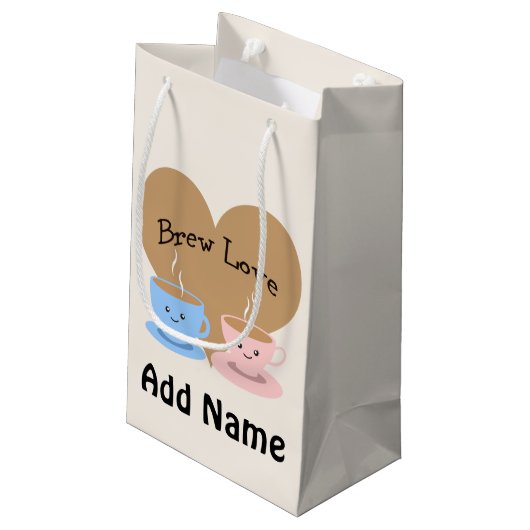 Brew-Liebe! Kaffee-Tassen Kleine Geschenktüte (Rückseite Schrägansicht)