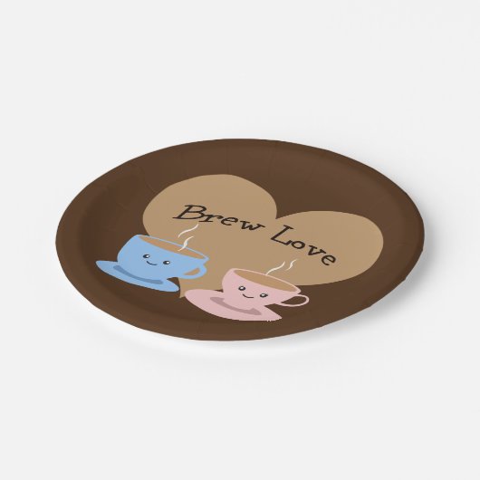 Brew Liebe! Kaffeemugs Pappteller (Schrägansicht)