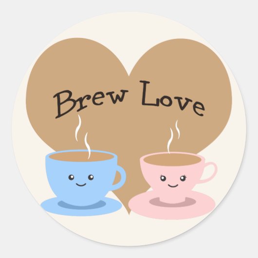 Brew Liebe! Kaffeemugs Runder Aufkleber (Vorderseite)