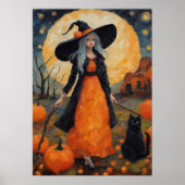Brew & Midnight Meow | Halloween Hexe Poster (Vorne)