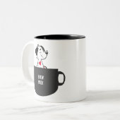 Brew-Modus-Kaffe-Hund Zweifarbige Tasse (Vorderseite Links)